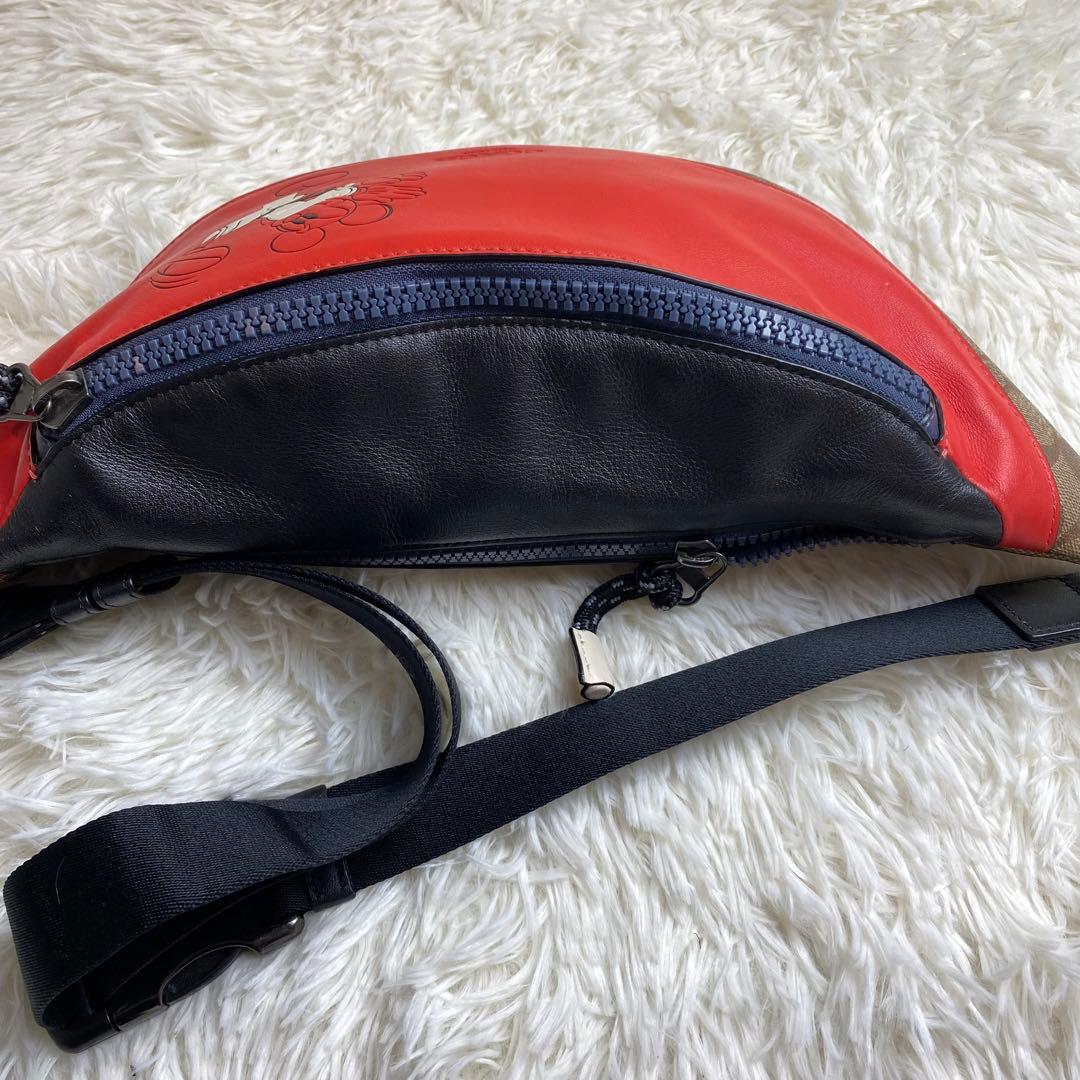 極美品 コーチ ミッキー ディズニー コラボ ボディバッグ 2way レザー