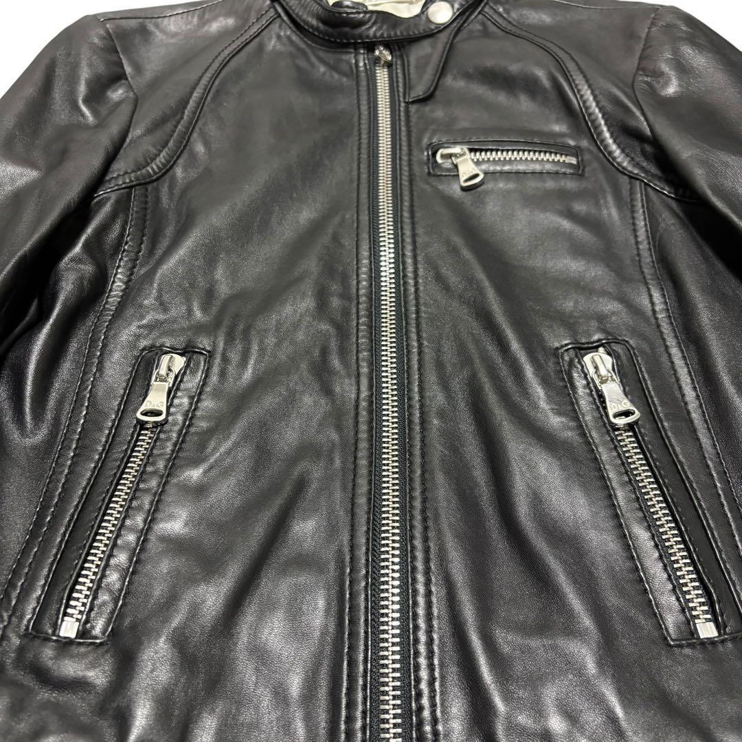 D&G ドルガバ ライダース ラムレザージャケット シングル ブラック 美品