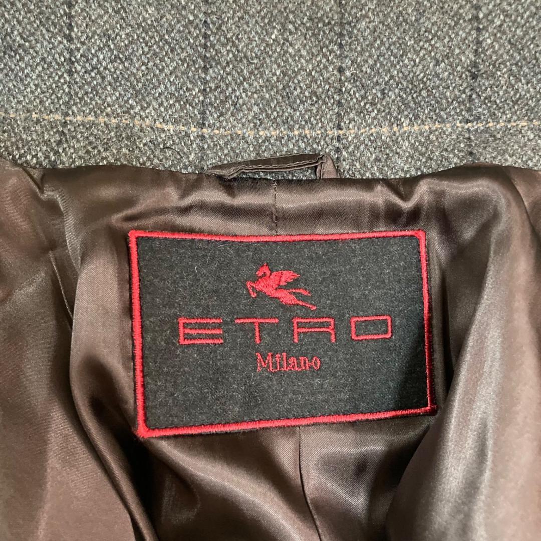 17540✨エトロ 44 キャメル テーラードジャケット チェック ツイード