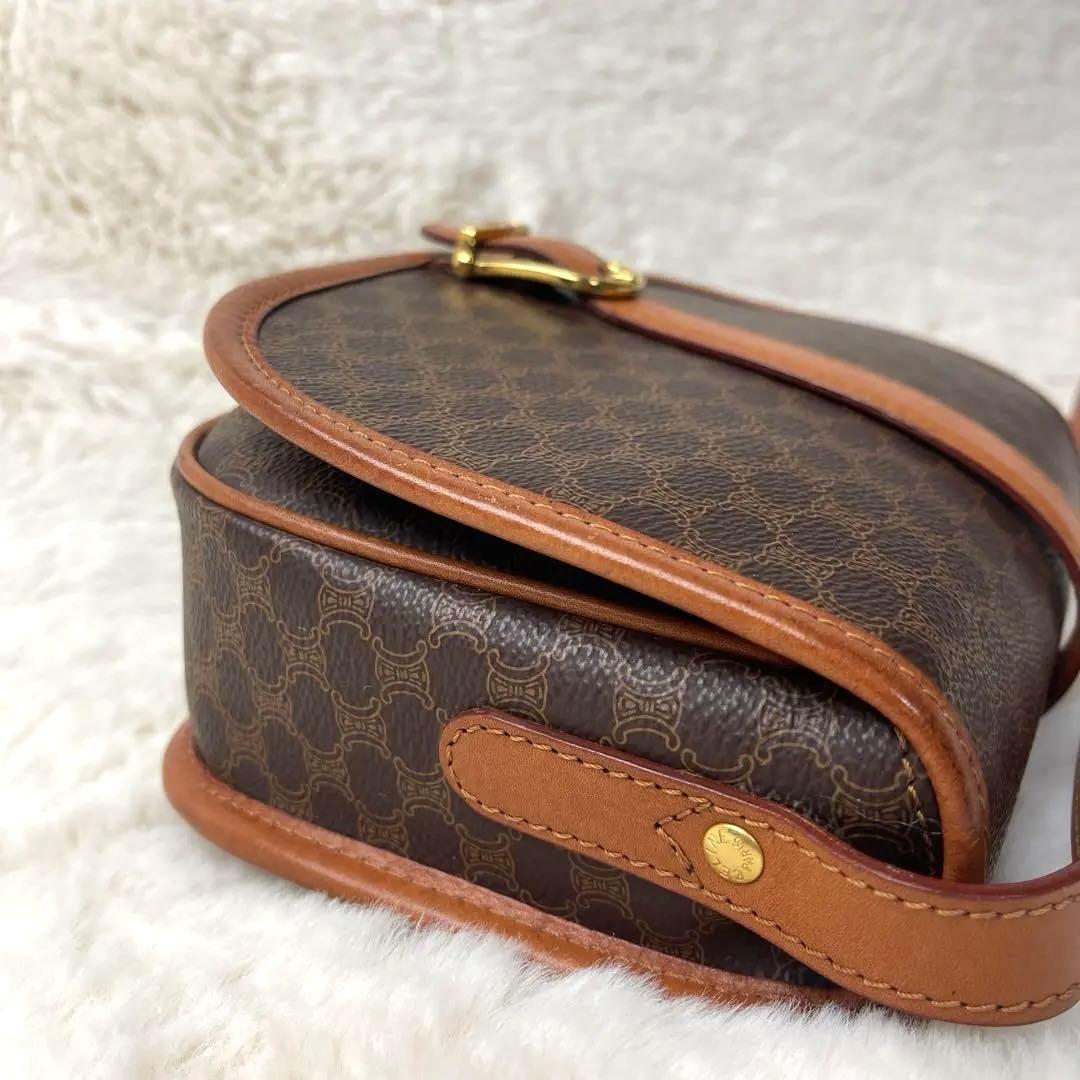 美品　セリーヌ　CELINE マカダム　ブラウン　ショルダーバッグ　レザー