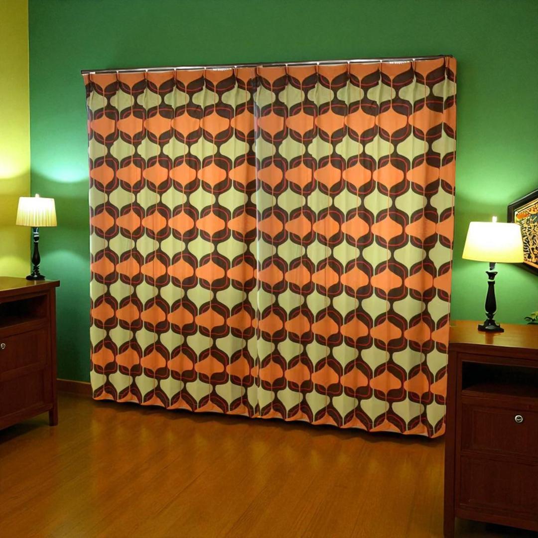 ミッドセンチュリー スペースエイジ カーテン クリスマスセール売り切り1万円