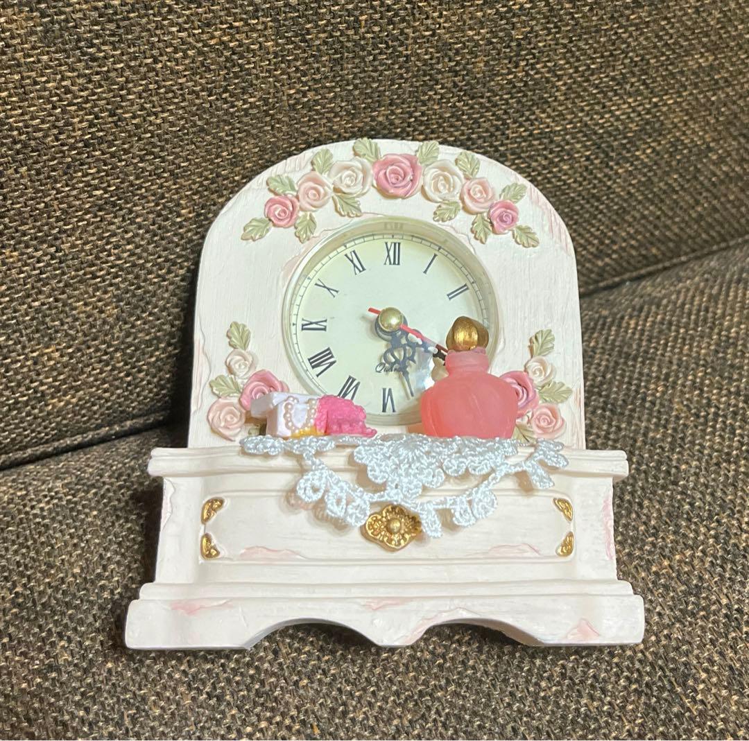 平成レトロ　トルソー型アクセサリースタンド　置き時計　ピンク　バレリーナ　香水