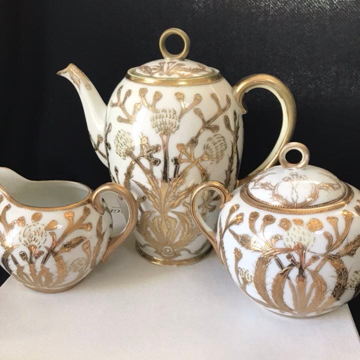 オールドノリタケ  金盛り  金彩描き ポット セット