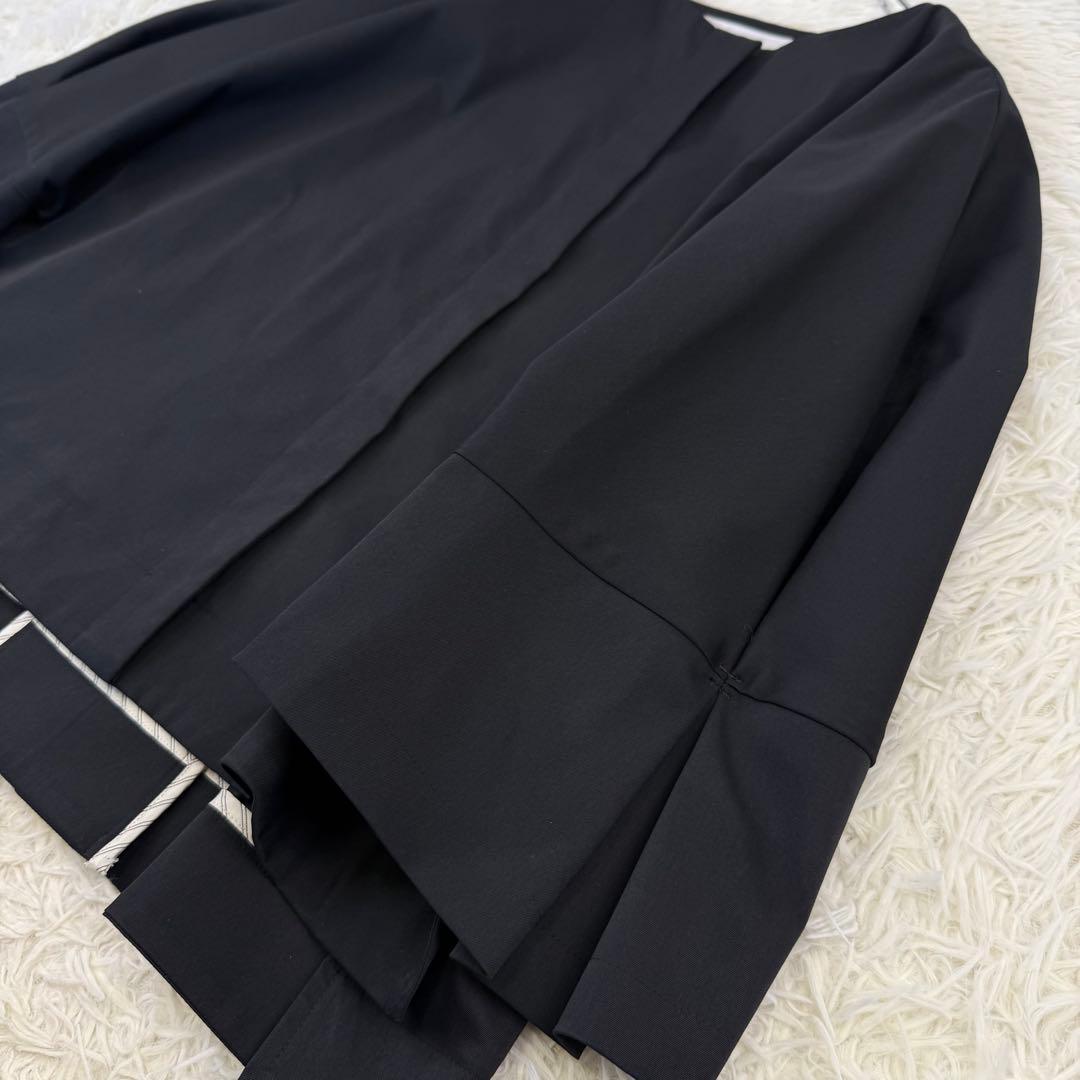 極美品 アドーア ドライタッチジョーゼットジャケット ノーカラー 黒 36 近年