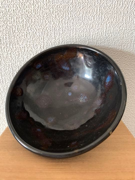 古美術　中国南宋時代藍斑天目茶碗　共箱　共紙XG6-1