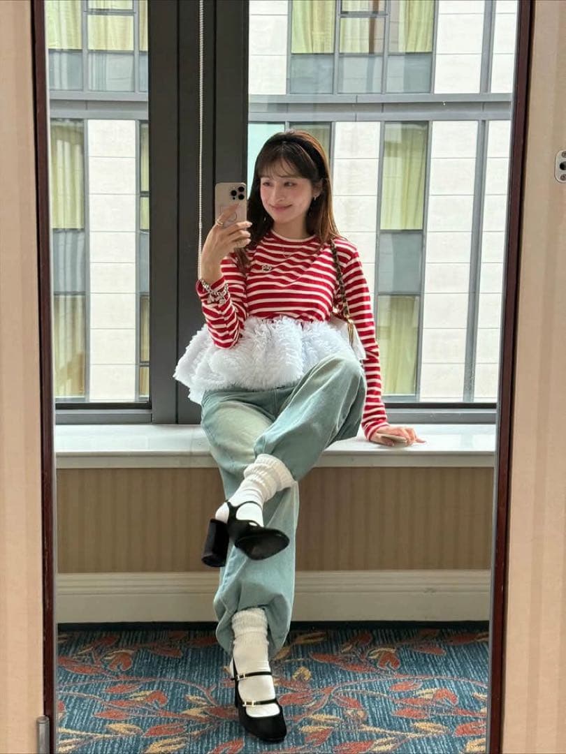 トップス Bibiy FRANCINE TULLE TOP RED