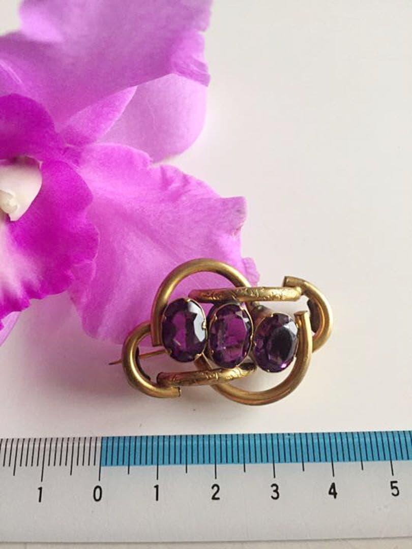 アンティーク ヴィクトリアン ゴールド　アメシスト ブローチ