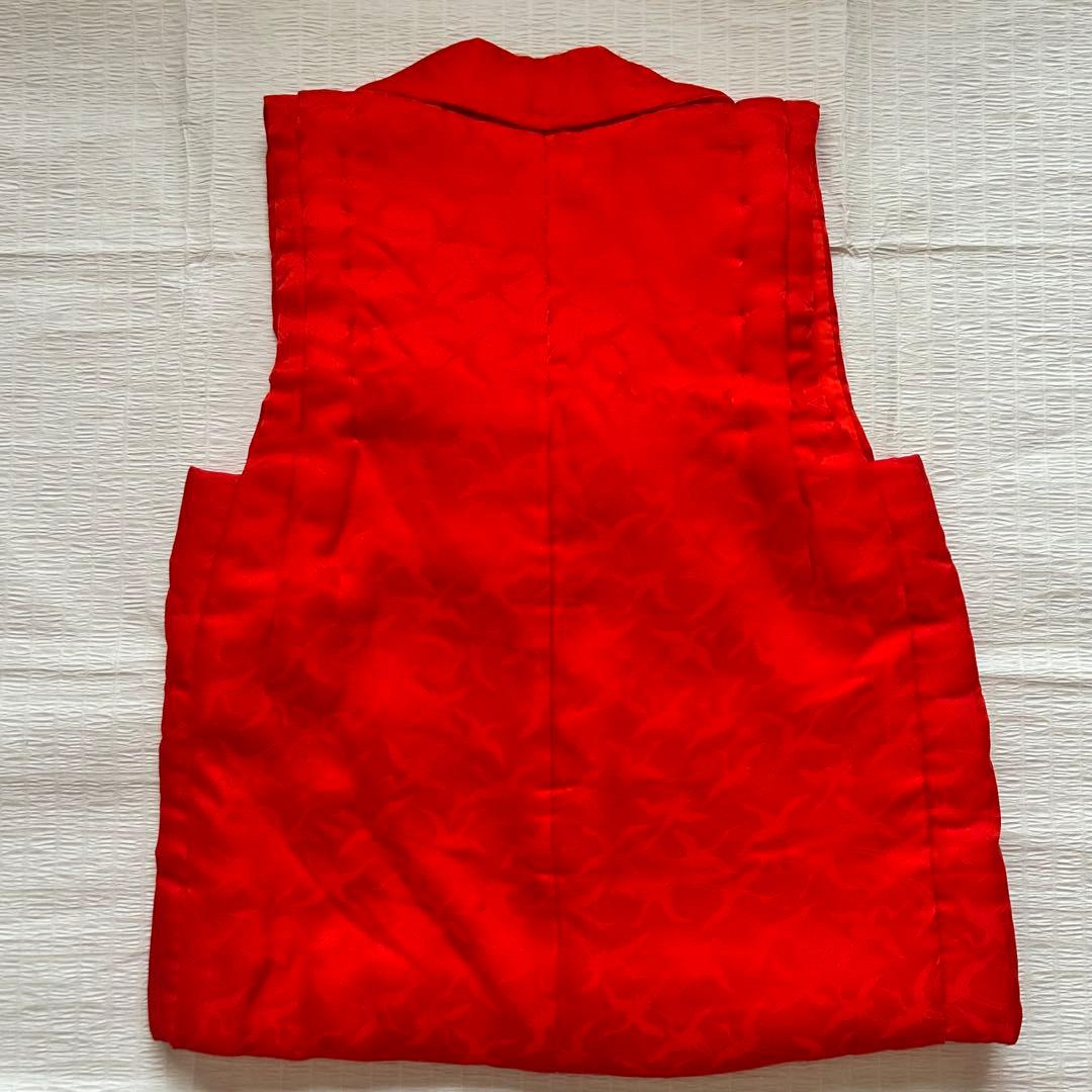 七五三 3歳 着物 753 正絹 被布 絹 絞り柄 三歳 赤 草履 金彩 熨斗目