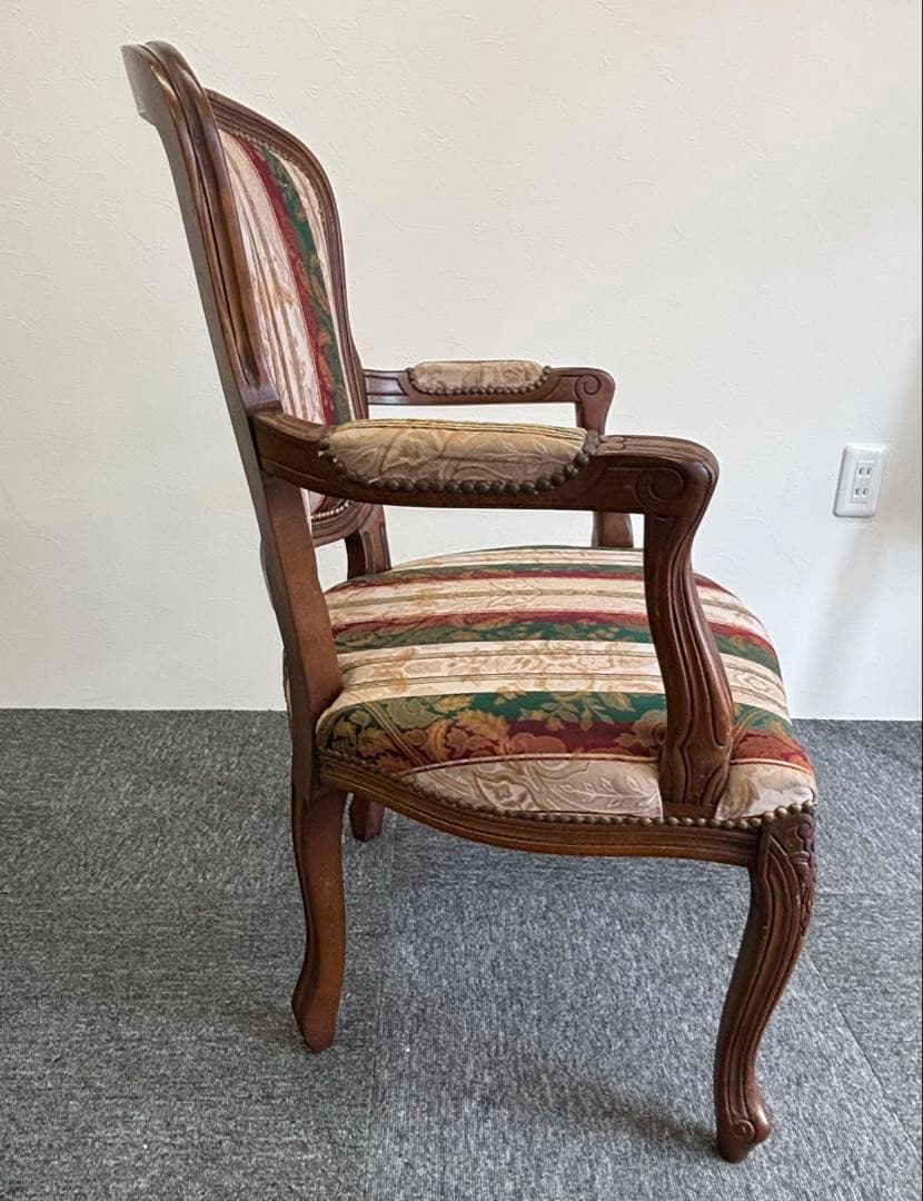 輸入家具 アンティークチェア 猫脚 クラシックスタイル 多色布張り椅子②