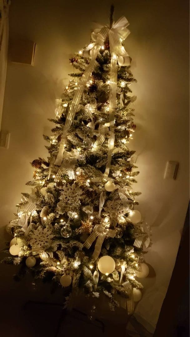 ハーフクリスマスツリー180cm以上 オーナメント ライト付 引き取り可能