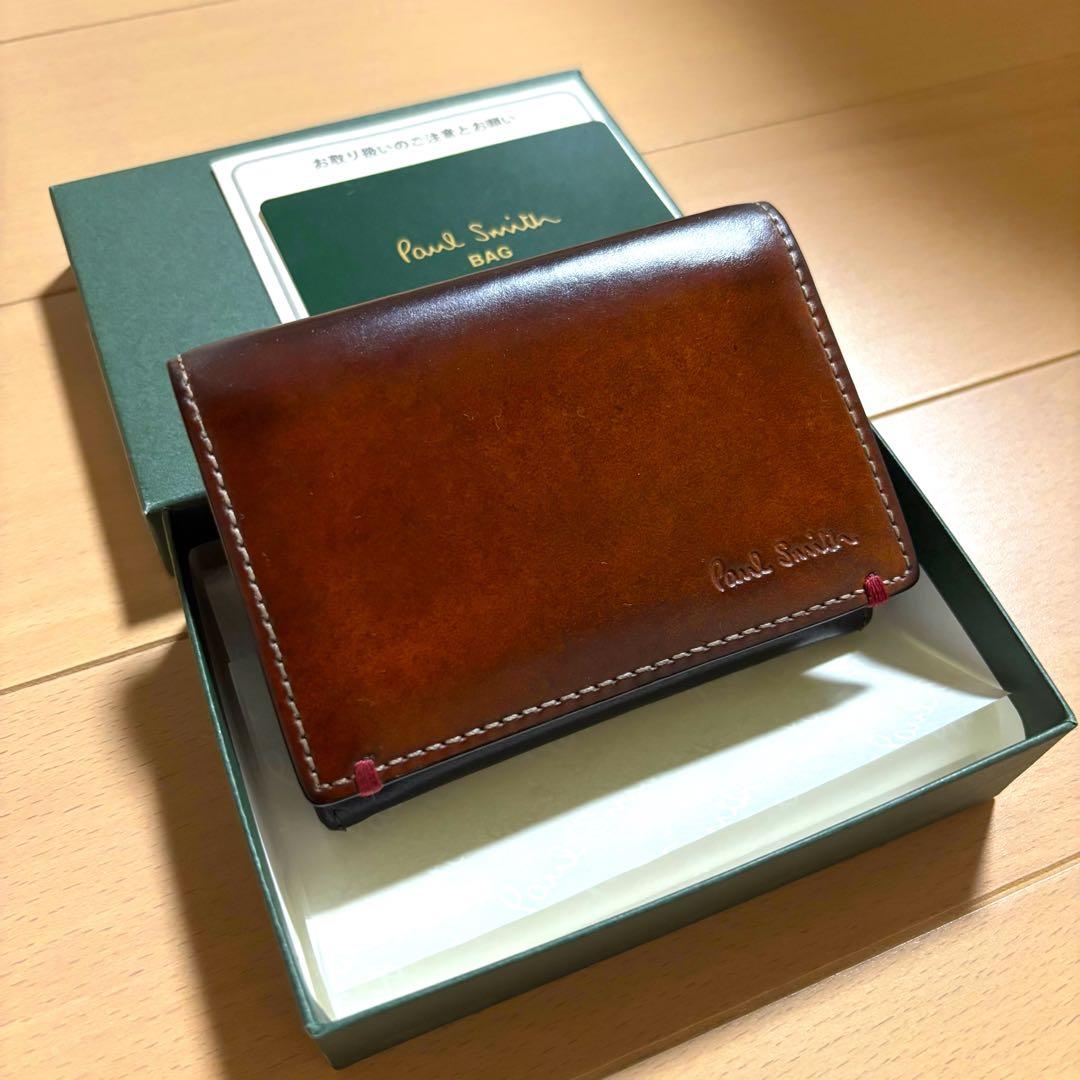 Paul Smith 名刺入れ　コードバン　最上位モデル　ブラウン　総革仕様