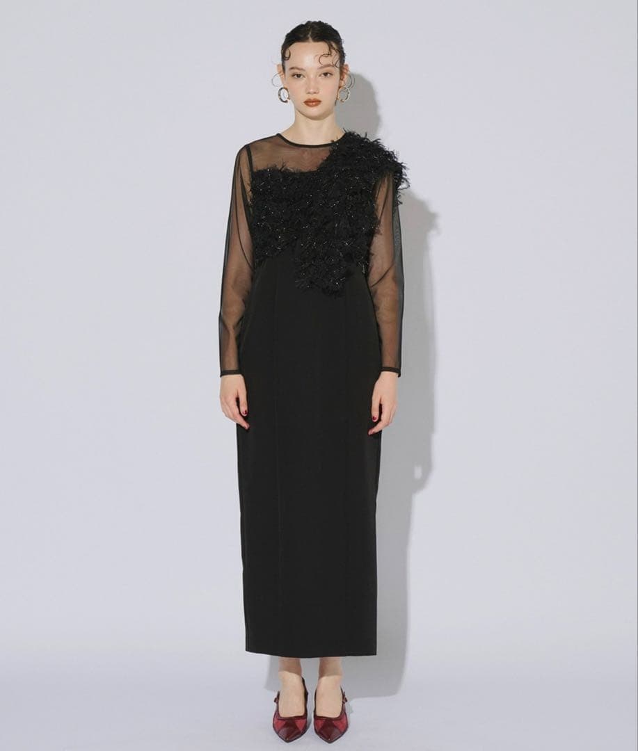 ANDRESD フリンジグリッターノットドレス 結婚式　お呼ばれドレス