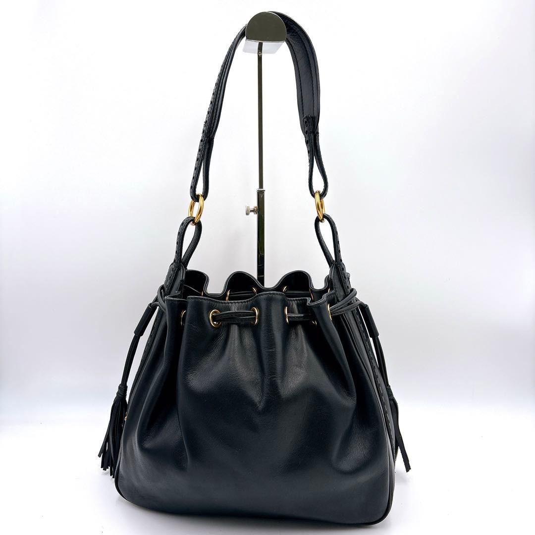 極美品✨LAUREN RALPH LAUREN 巾着バッグ タッセル ブラック