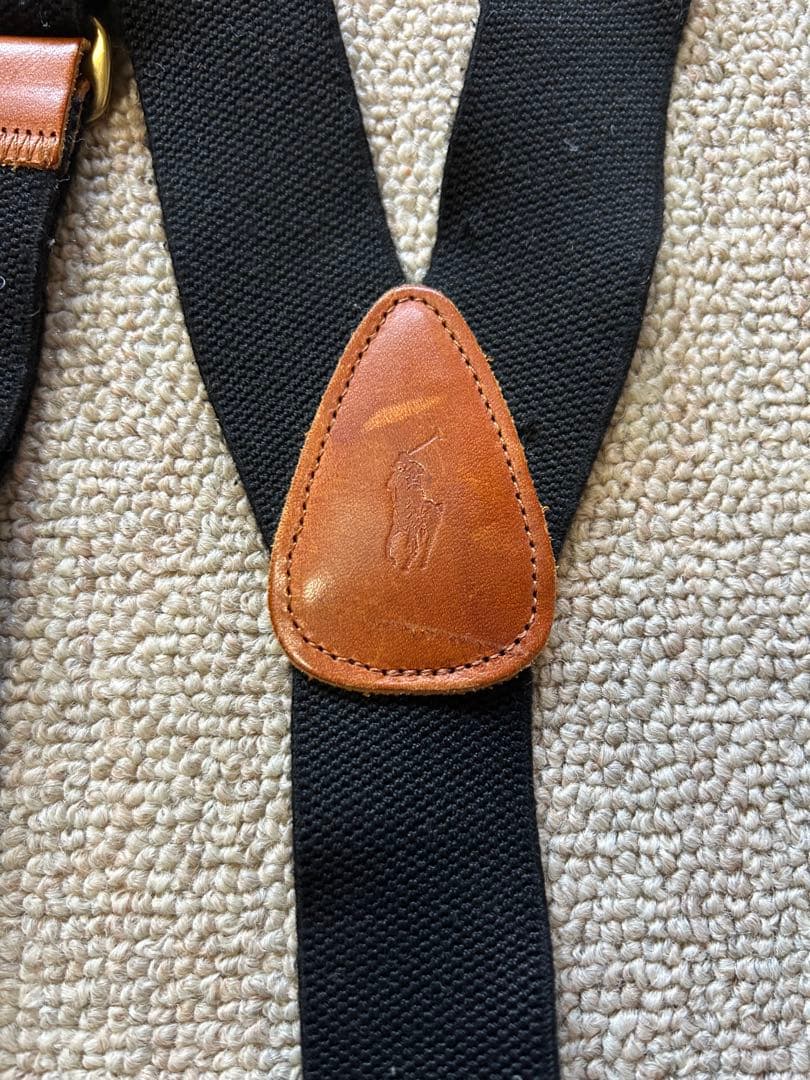 ポロラルフローレン ヴィンテージ Y型 ボタン式 サスペンダー ブラック