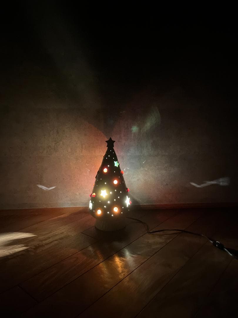 九谷焼き陶器のクリスマスツリー　ランプ　H41㎝