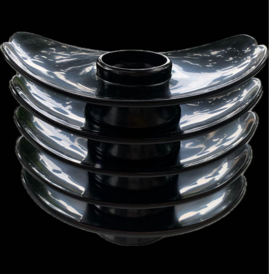 希少　伝統工芸品　輪島塗　高級　高台茶托 5客　黒　無地　珍品