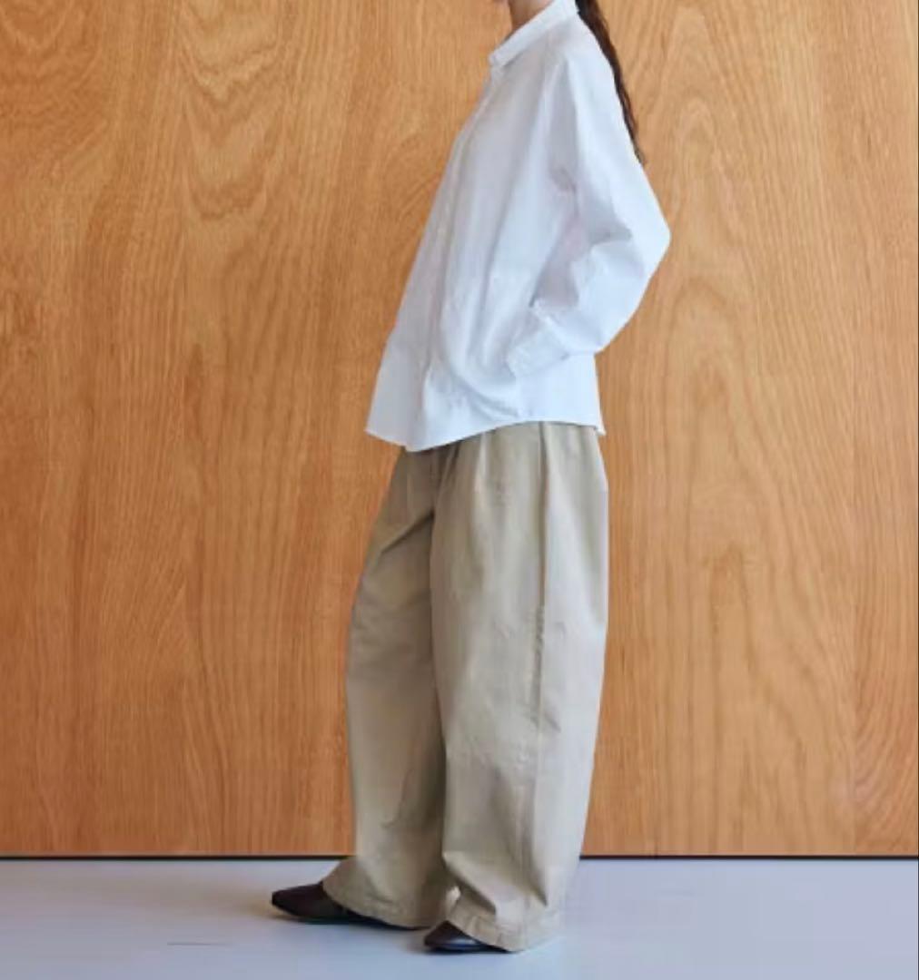 【美品】中川政七商店 綿麻ラグランワークシャツ 白 コットンリネン