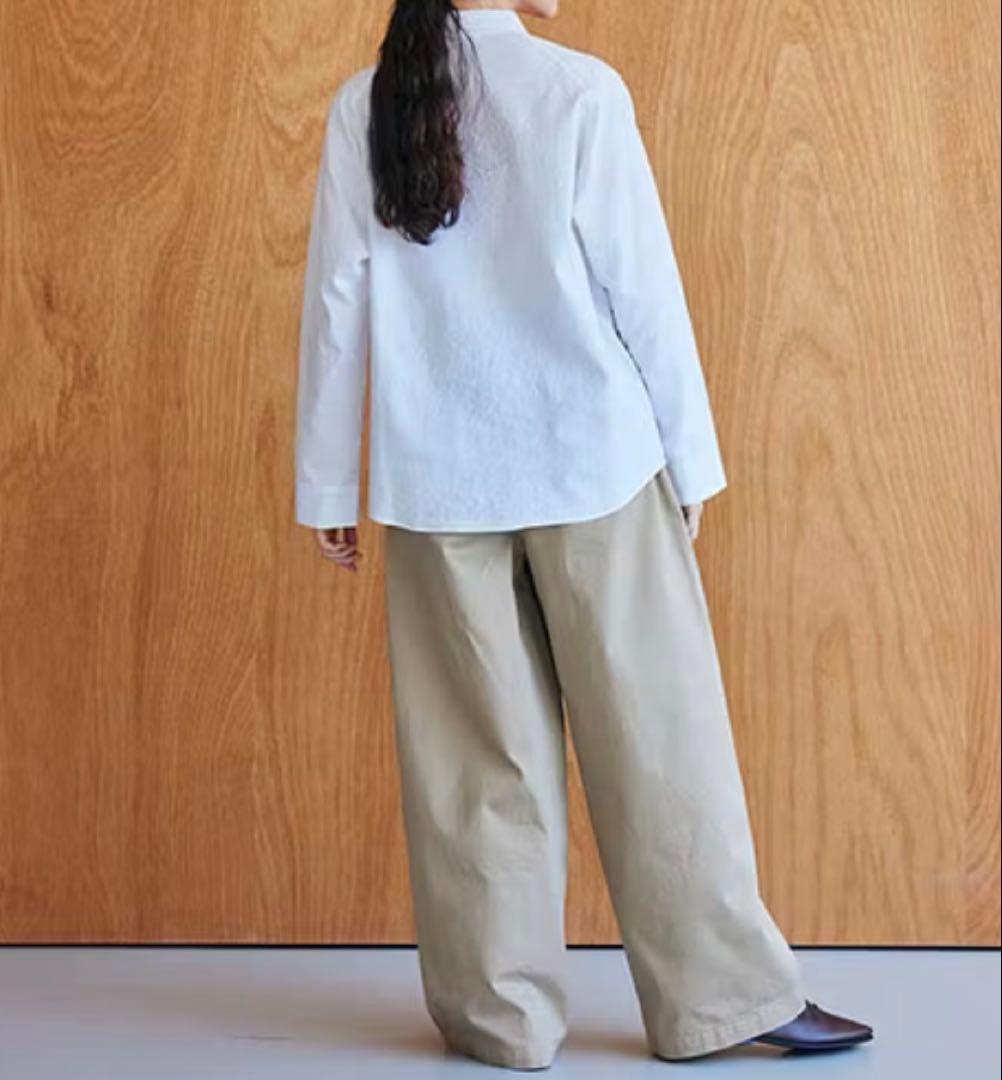 【美品】中川政七商店 綿麻ラグランワークシャツ 白 コットンリネン