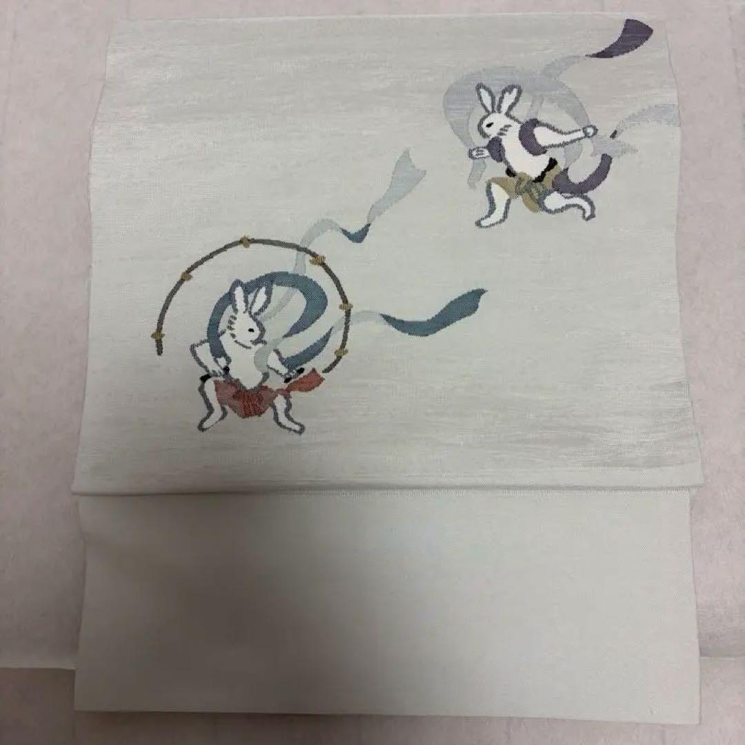 名古屋帯　兎の風神雷神