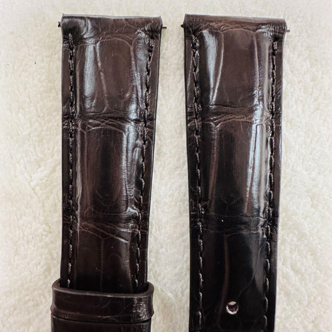 6009#20mm-16mmダークブラウン★本物クロコダイルベルト★スイス製