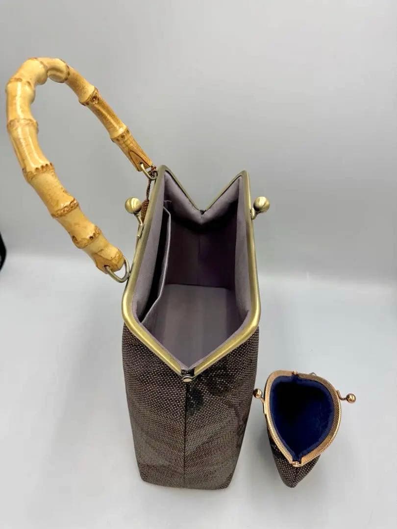 【ハンドメイド】 大島紬 着物リメイク　ハンド バッグ2点セット #B312