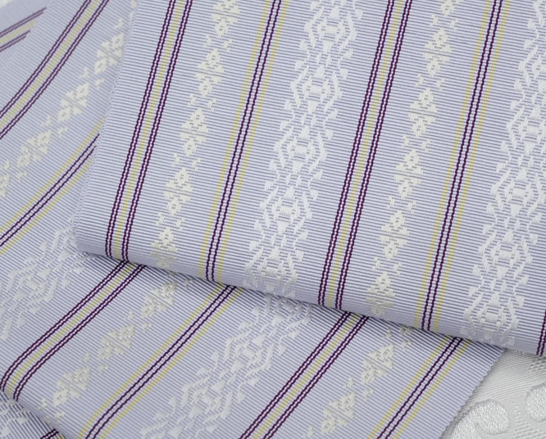 新品 博多織 【長尺】単衣半幅帯 浴衣帯 暁鼠 五本献上柄 帯端処理済