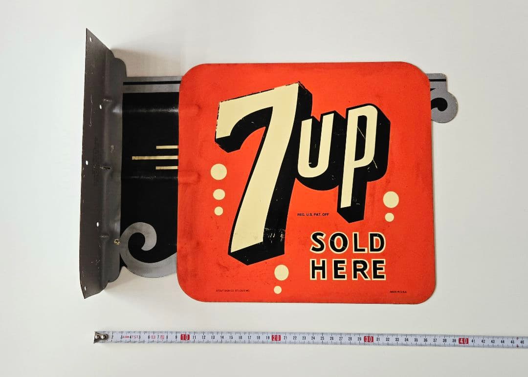 7UP セブンアップ　ブリキ看板　USA製　ディスプレイ　ビンテージ　レア　希少
