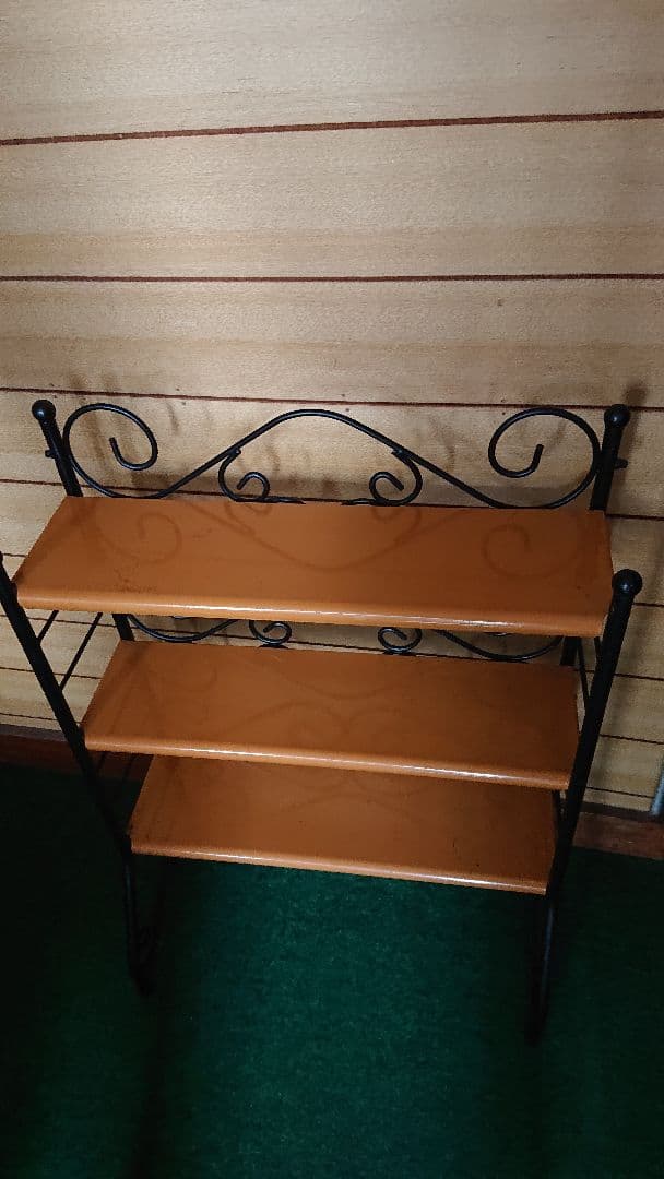 T*様 【アンティーク】昭和レトロ 3段 アイアン シェルフ スチールラック 棚