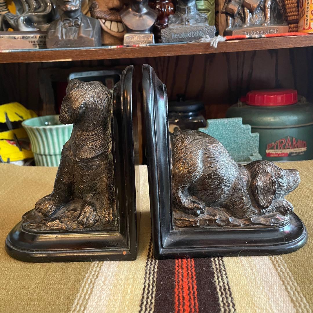 希少品！50's〜60's アメリカアンティーク　犬のブックエンド置物USA