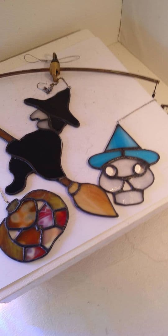 ステンドグラス　ハロウィンモチーフのモビール(よりどり3点)