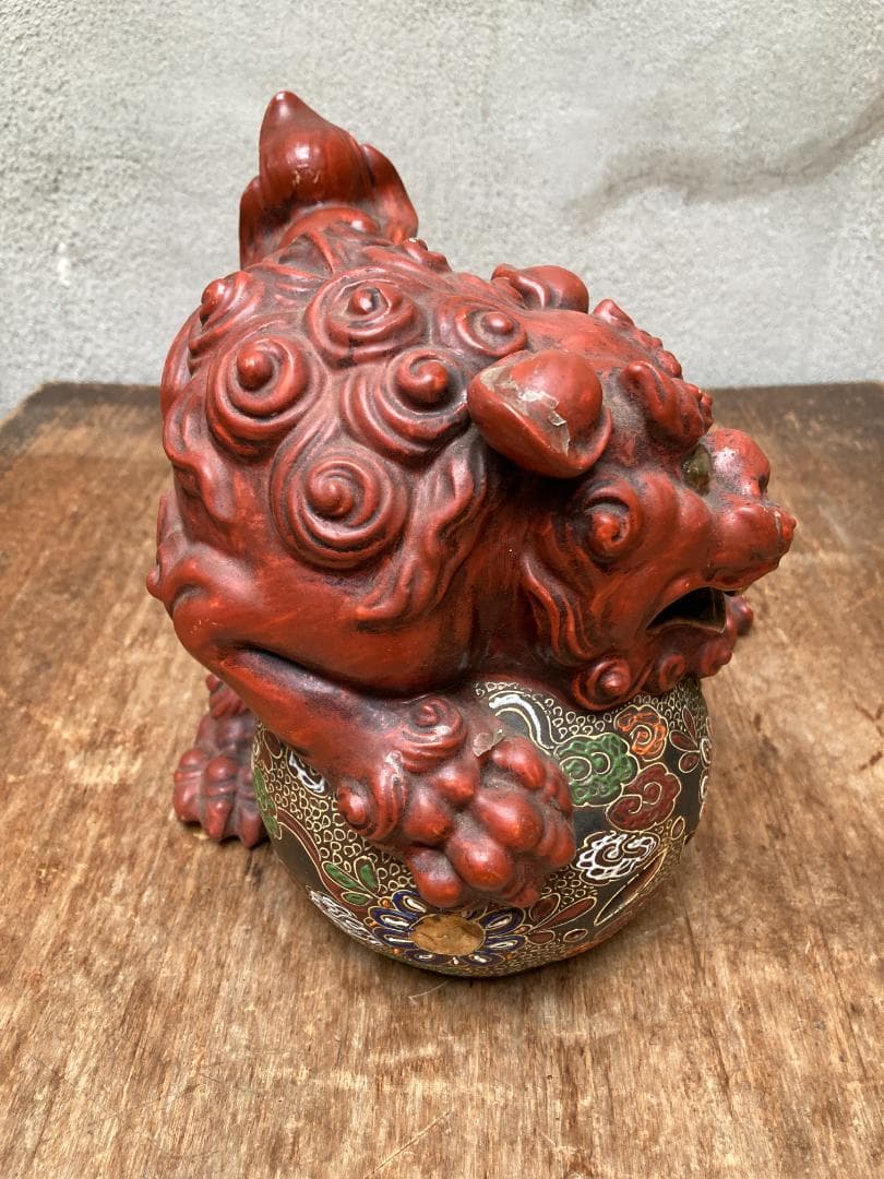 アンティーク 九谷焼 唐獅子 玉乗り獅子