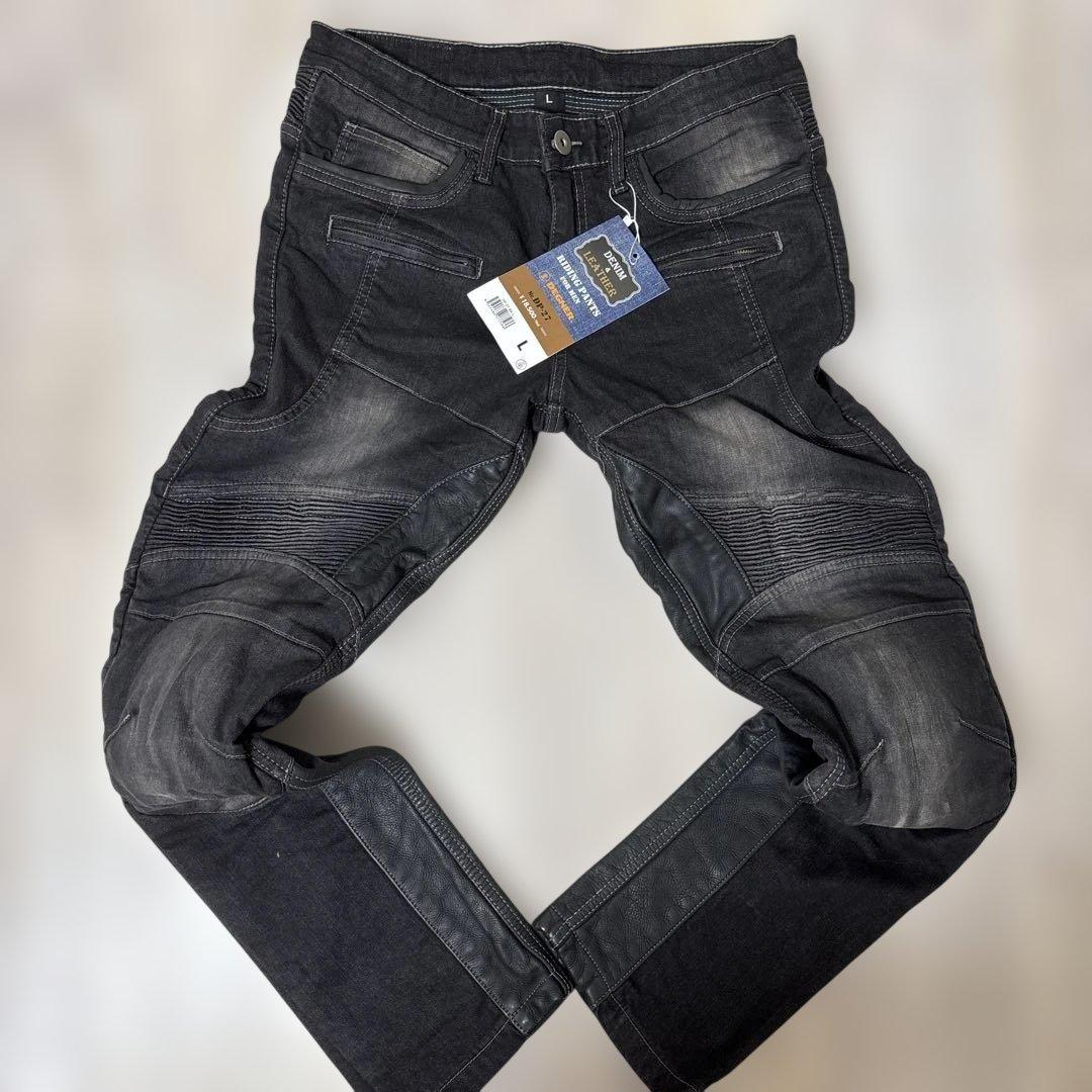 【新品タグ付 サイズL】DEGNER 牛革ヒートガード デニムパンツ DP-27