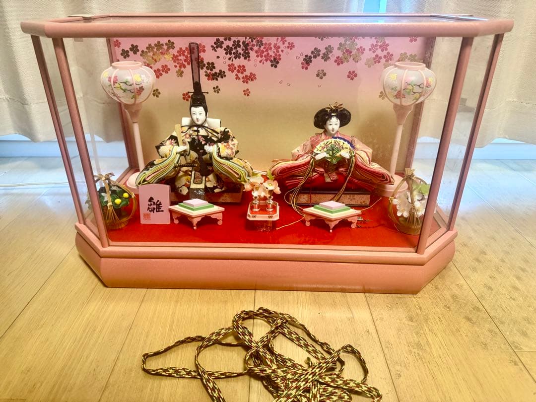 k*i様 雛人形 桜の花柄 大きめサイズ 親王ケース飾り