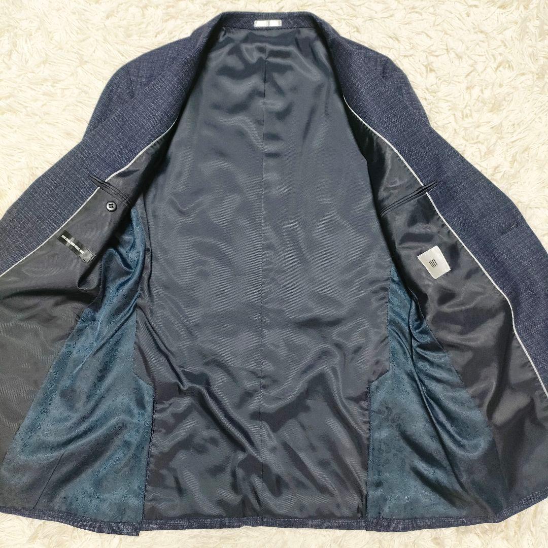 美品　裏地ペイズリー　スーツセレクト　3ピース　スーツ　紺　メンズ　AB7　XL