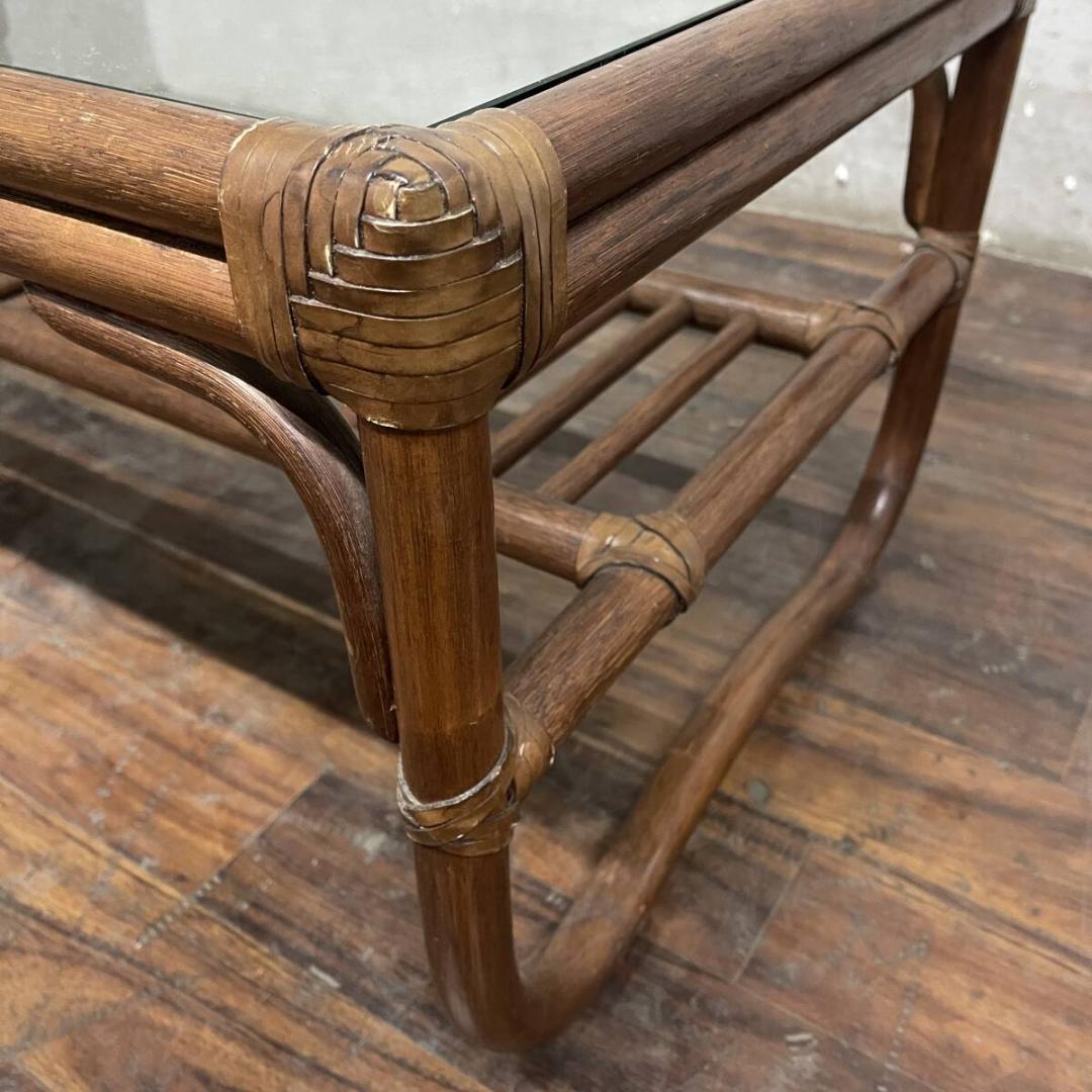 ラタン ガラステーブル センターテーブル ローテーブル コーヒーテーブル