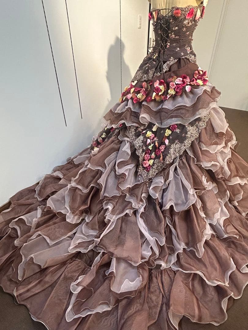 フラワー装飾のカラードレス 9-13T