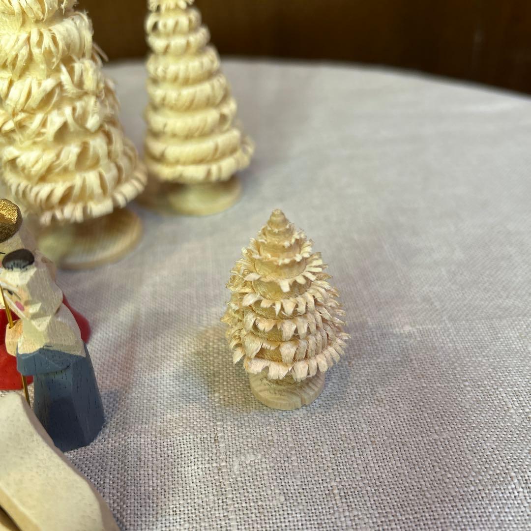 貴重ヴィンテージ未使用クリッペ木製ミニクリスマスキリスト降誕セット16個モミの木
