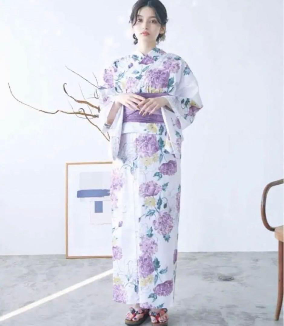 dita 浴衣　京藤色の菊重ね