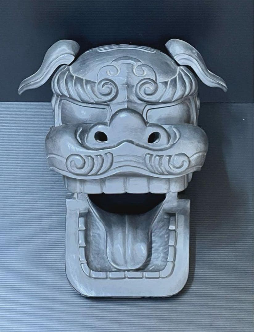 獅子頭　獅子舞　木製獅子頭　黒獅子頭　３０センチ越え　獅子頭置物　魔除け置物