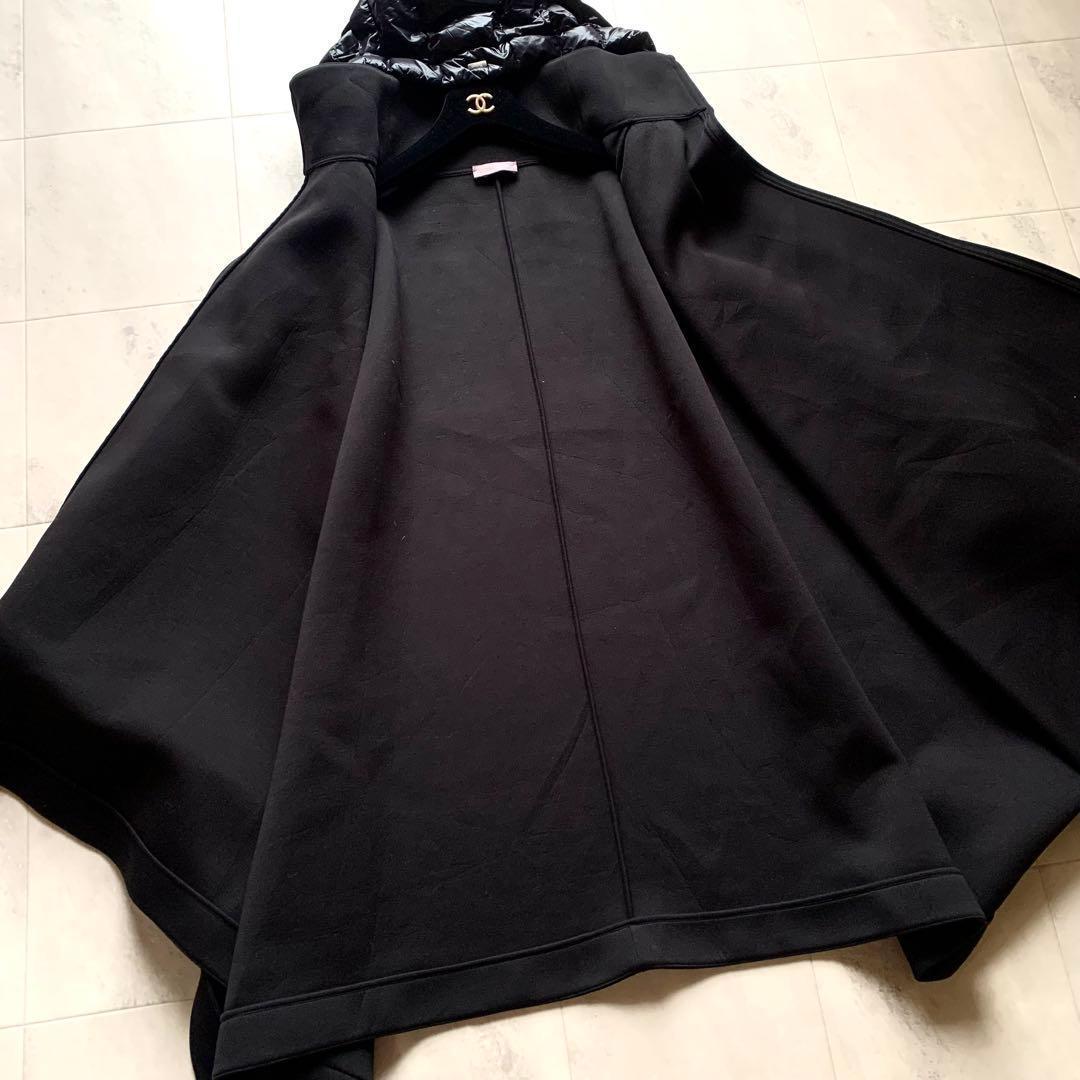 美品♡ヘルノリゾート ダウン切り替え ポンチョコート ロングコート 黒 40