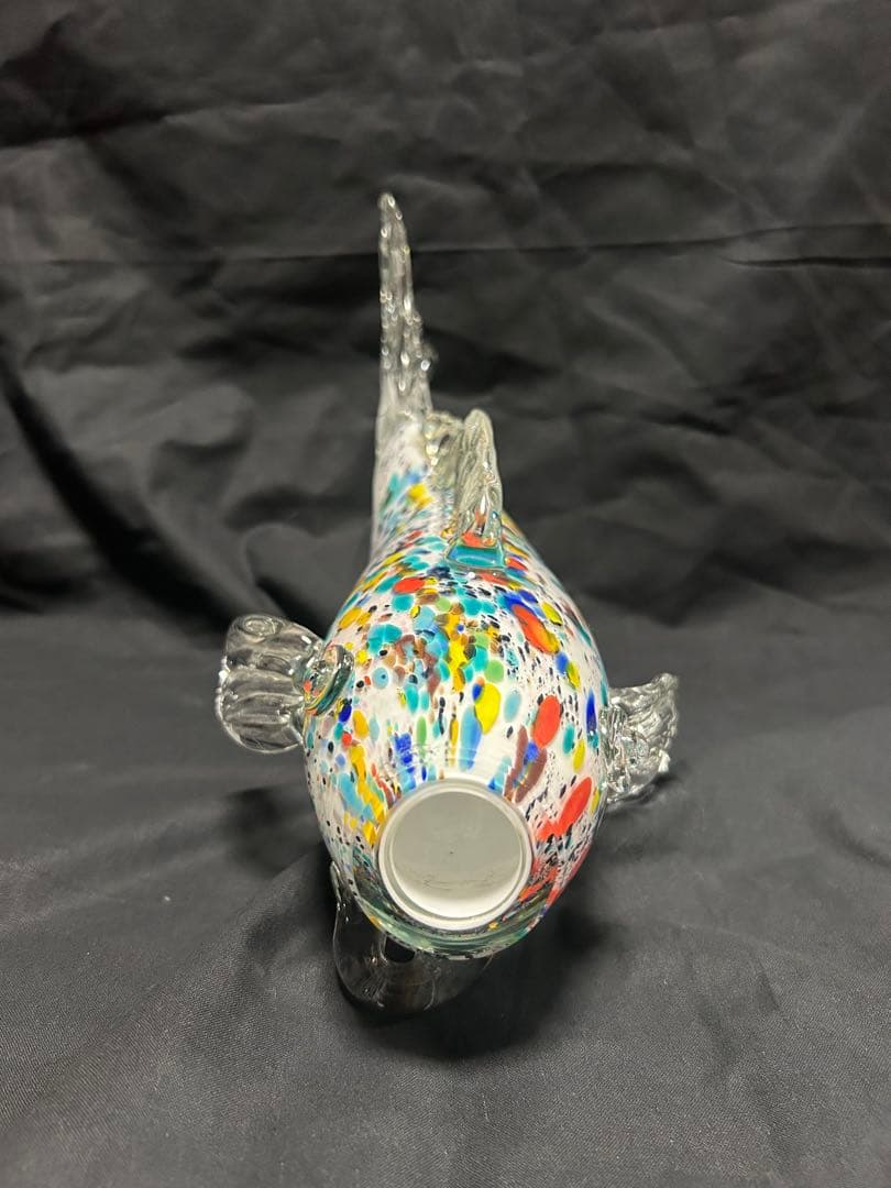 昭和レトロ　カラフルガラス花瓶　魚　鯉　約40cm
