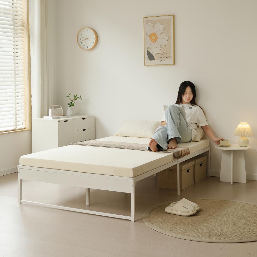 【限定価格】超人気！ベッドフレーム パイプベッド【ダブル D】　WHITE