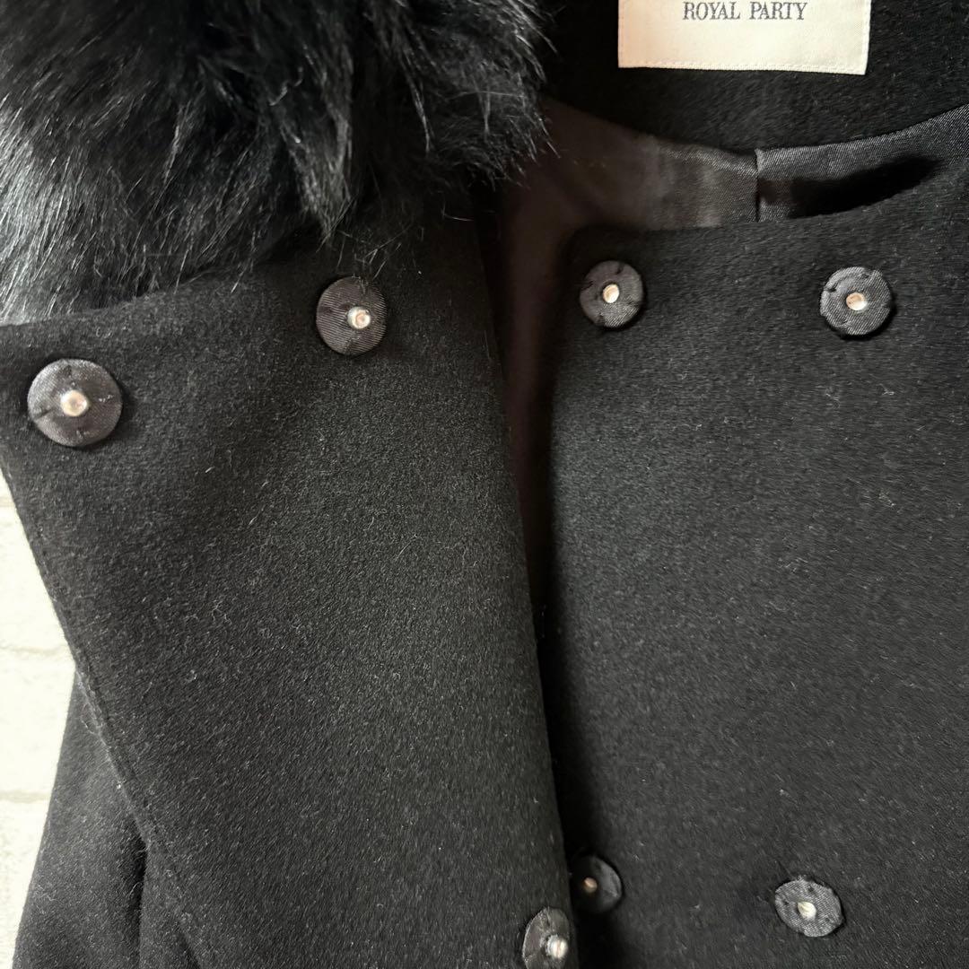 【ロイヤルパーティー】ファー付きポンチョコートFブルーフォックス スナップボタン