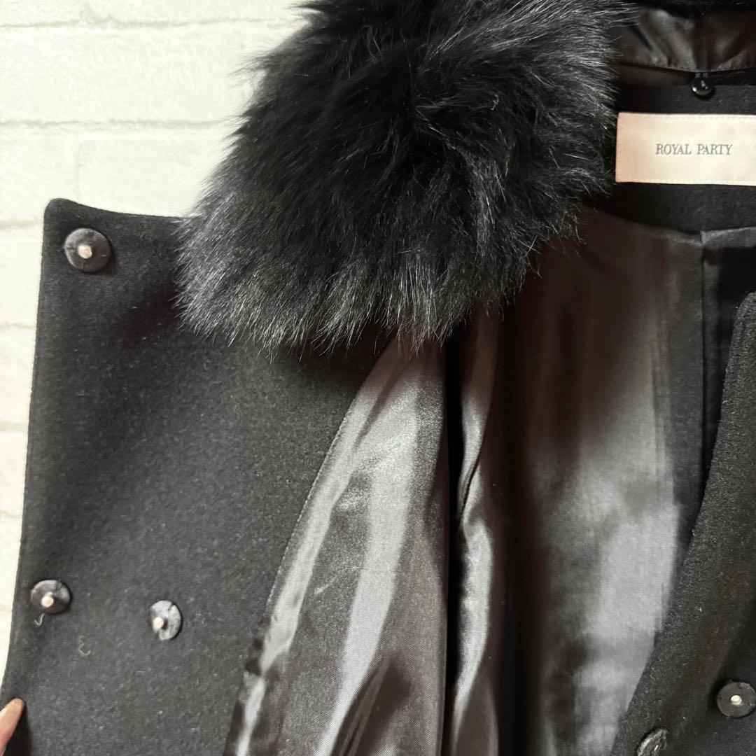 【ロイヤルパーティー】ファー付きポンチョコートFブルーフォックス スナップボタン