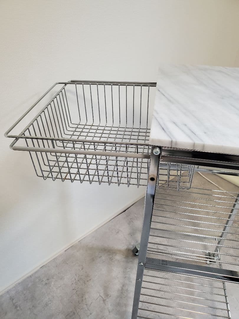 マーブルトップトローリー　大理石天板 スチール製キッチンワゴン　S