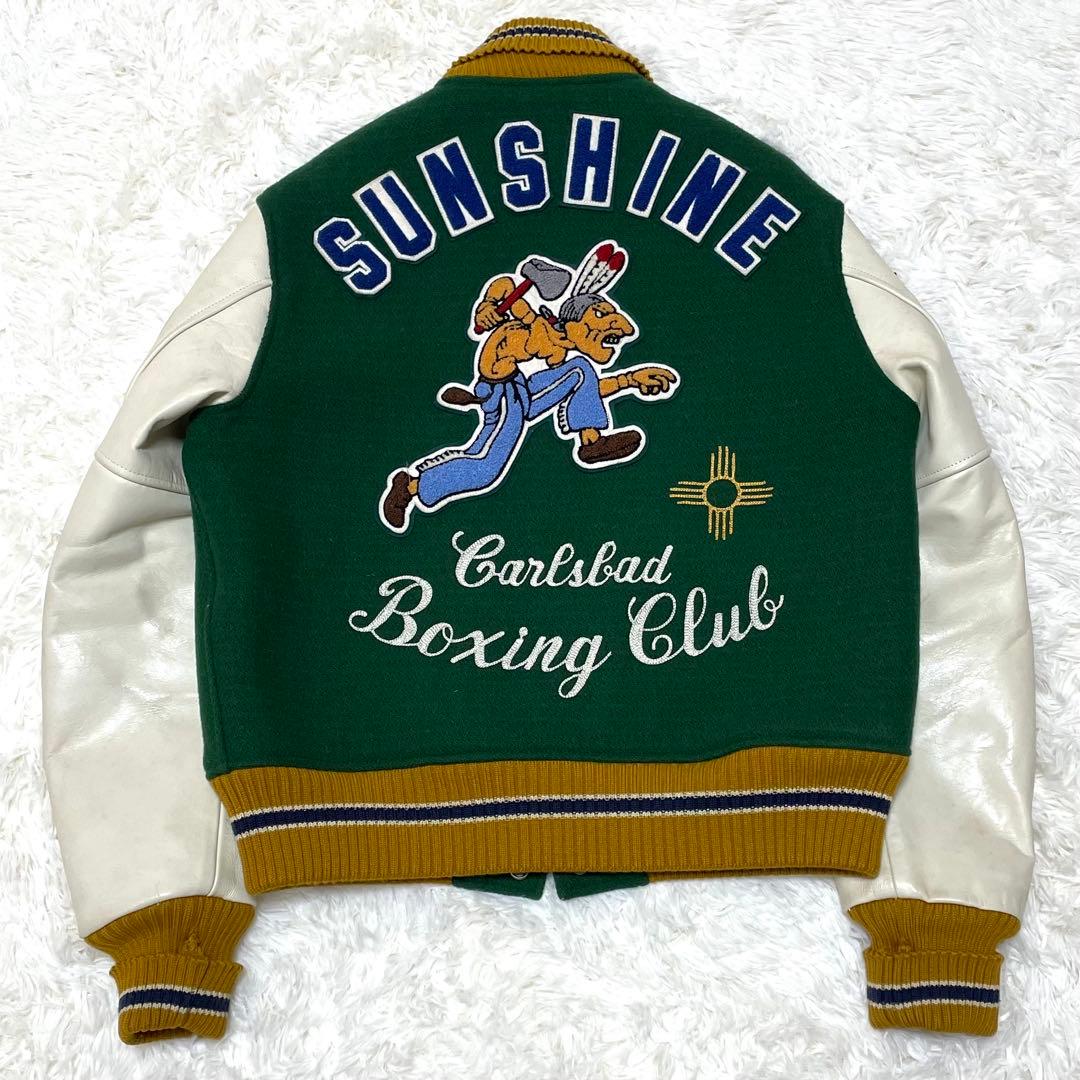 Whitesville スタジャン 38 M相当 袖レザー ボクシングモチーフ