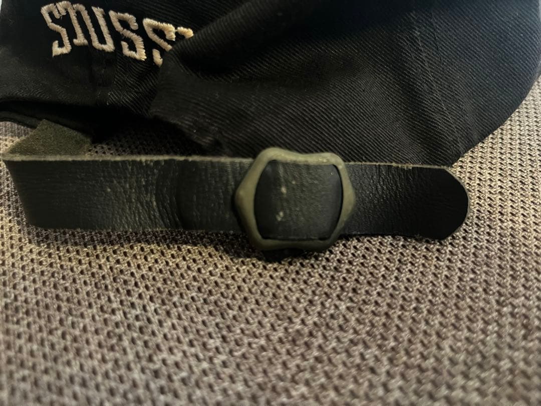 90s STUSSY 刺繍 キャップ 紺タグ ブラック オールドステューシー