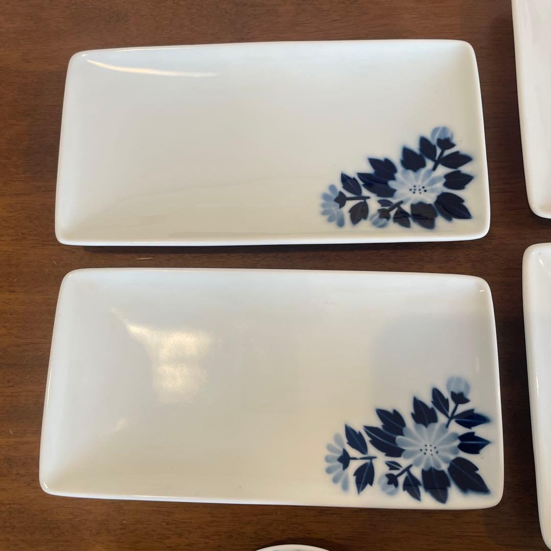 白山陶器　青い花柄の食器セット ２客×６点セット