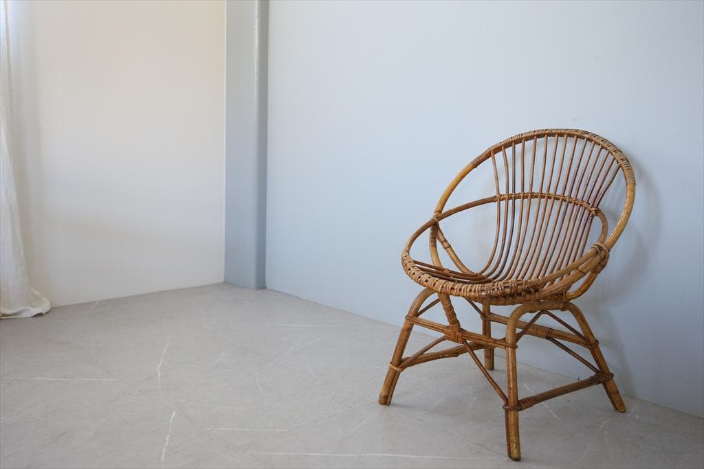 フランスアンティーク籐ラタンチェア/1人掛けソファ/竹バンブーイス90-51-1