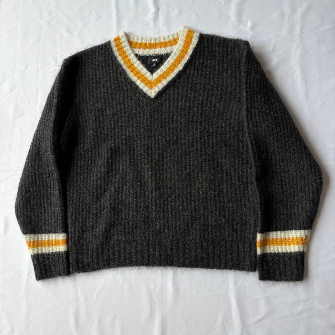 STUSSY MOHAIR TENNIS SWEATER モヘア ニット XL